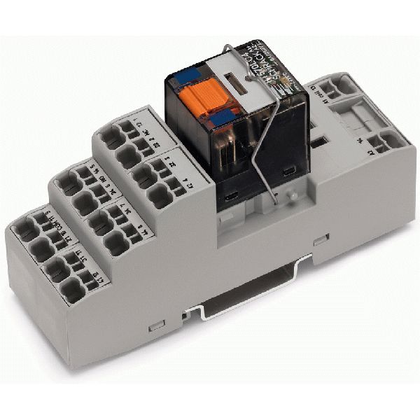 Relay module Nominal input voltage: 220 VDC 4 changeover contacts gray image 2