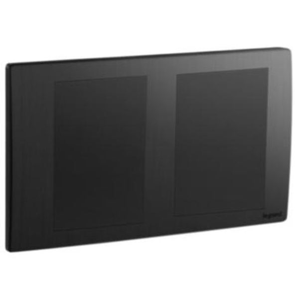 Mallia Senses 2 gang blanking plate - Brushed Black image 1