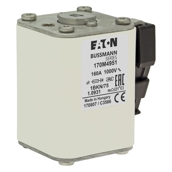 Fuse-link, high speed, 160 A, AC 1000 V, size 1, 52 x 69 x 74 mm, aR, IEC, UL, single indicator image 13