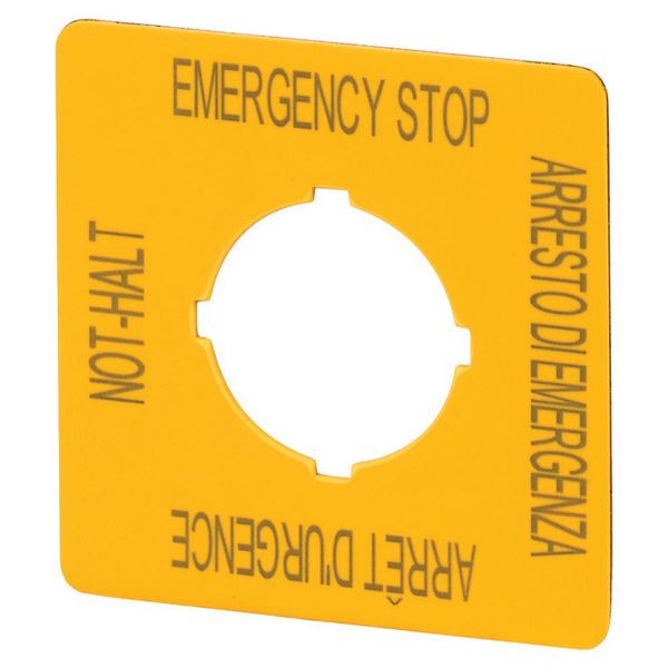 Label, emergency stop, HxW=50x50mm, yellow, DE, EN, FR, IT image 4