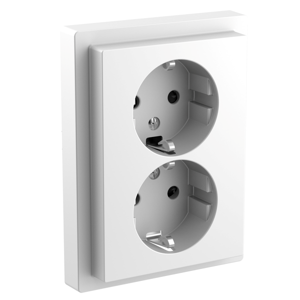 SCHUKO double socket-outlet, shuttered, screwless term., lotus white, D-Life image 4