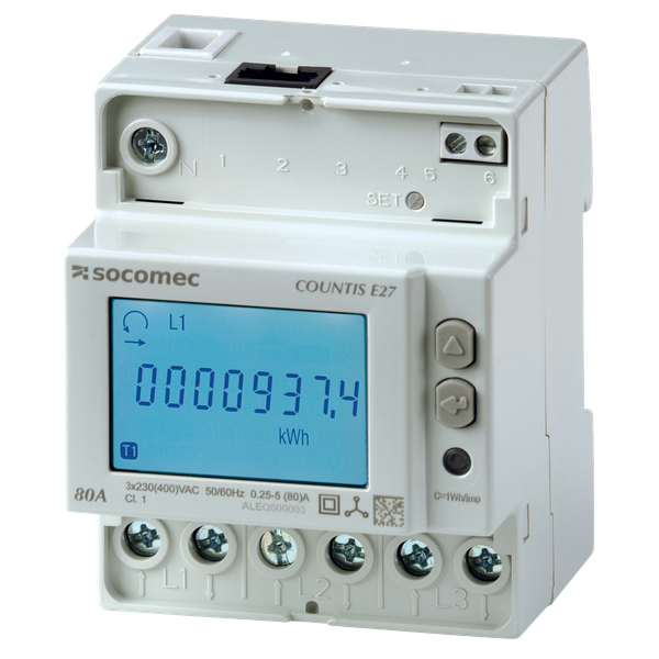 Active-energy meter COUNTIS E27 Direct 80A dual tariff Ethernet Modbus image 1