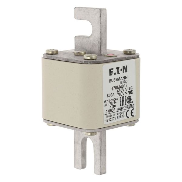 Fuse-link, high speed, 800 A, AC 690 V, DIN 1, 53 x 53 x 108 mm, aR, DIN, IEC, single indicator image 17