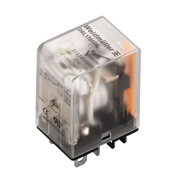 Miniature power relay, 12 V DC, Green LED, 2 CO contact (AgSnO) , 250  image 2