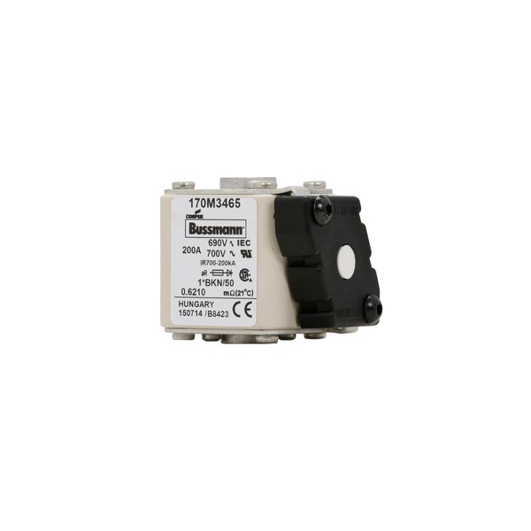 Fuse-link, high speed, 200 A, AC 690 V, compact size 1, aR, IEC, UL, single indicator image 7