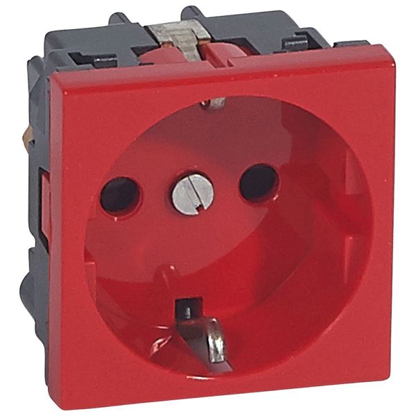Socket outlet Mosaic - German std - 2P+E screw term. - 2 mod - red antimicrobial image 2