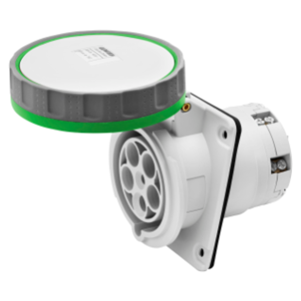 10° ANGLED FLUSH-MOUNTING SOCKET-OUTLET HP - IP66/IP67 - 3P+E 125A >50V >300-500HZ - GREEN - 2H - MANTLE TERMINAL image 1