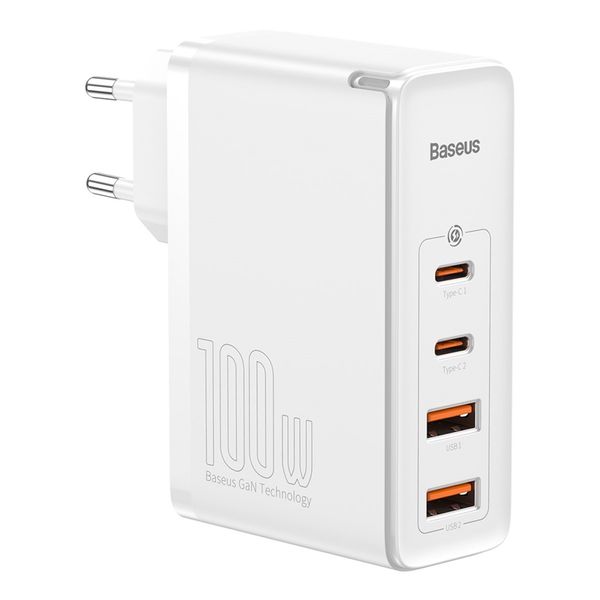 Wall Quick Charger GaN2 Pro 100W 2xUSB + 2xUSB-C QC4+ PD3.0 with USB-C Cable, White image 3