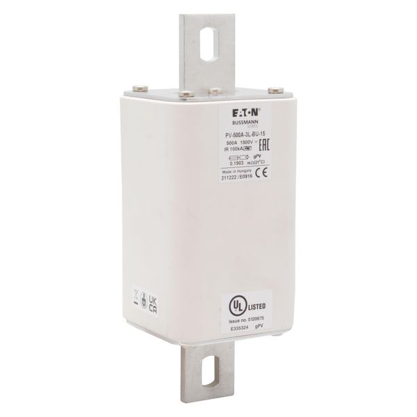 Fuse-link, high speed, 500 A, DC 1500 V, 3L, 75 x 205 mm, gPV, IEC, UL, without indicator, bolted contacts image 15