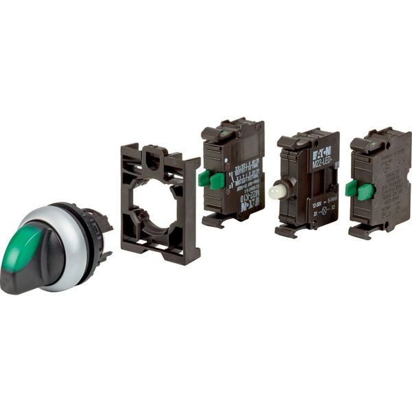 Illuminated selector switch actuator, RMQ-Titan, maintained, 3 positions, 2 NO, green, Blister pack for hanging image 3