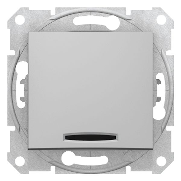 Sedna - 1pole 2way switch - 16AX locator light, without frame aluminium image 1