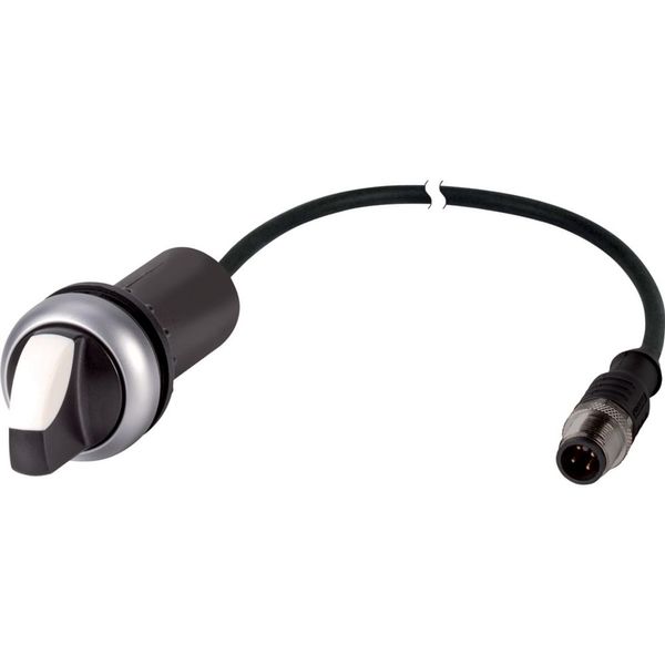 Changeover switch, With thumb-grip, momentary, 1 N/O, Cable (black) with M12A plug, 4 pole, 0.2 m, 2 positions, Bezel: titanium image 5