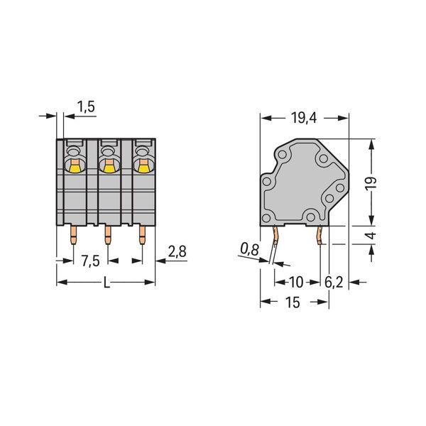 PCB terminal block 4 mm² Pin spacing 7.5 mm gray image 2