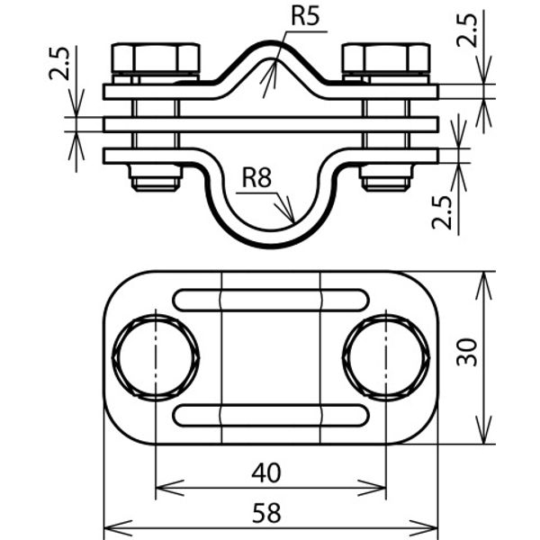 UNI disconnecting clamp StSt 200 kA f. Rd 8-10/16mm w. intermediate pl image 2