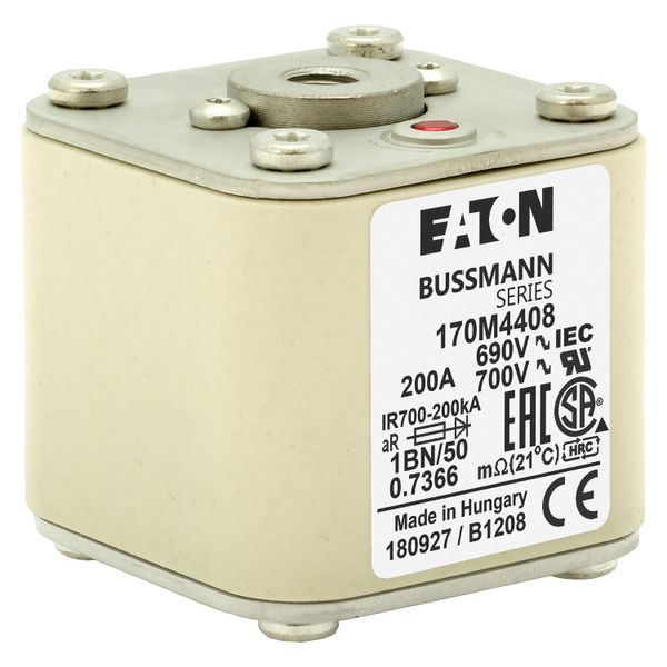 Fuse-link, high speed, 200 A, AC 690 V, size 1, 53 x 69 x 51 mm, aR, IEC, UL, single indicator image 17