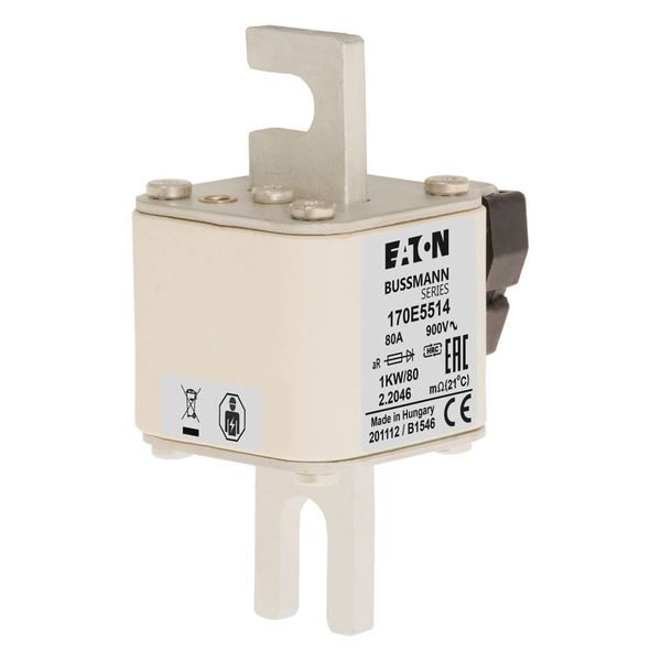 Fuse-link, high speed, 80 A, AC 900 V, DIN 1, 51 x 69 x 109 mm, aR, DIN, IEC, single indicator image 18