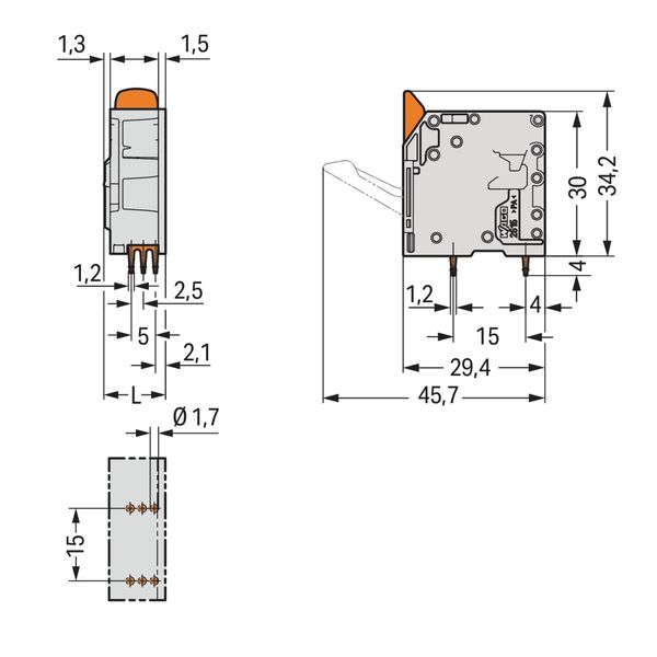 PCB terminal block lever 16 mm² gray image 3