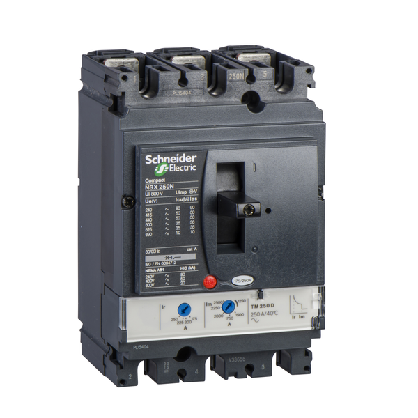 circuit breaker ComPact NSX250H, 70 kA at 415 VAC, TMD trip unit 200 A, 3 poles 3d image 4