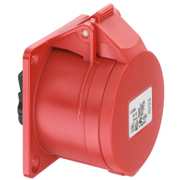 CEE flanged socket, straight, IP44, 32A, 5-pole, 400V, 6h, red image 1