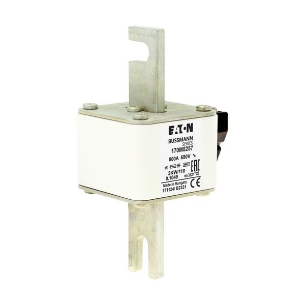 Fuse-link, high speed, 800 A, AC 690 V, size 2, 61 x 77 x 138 mm, aR, IEC, single indicator image 12