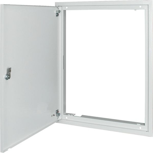 3-step flush-mounting door frame with sheet steel door and rotary door handle, fireproof, W600mm H460mm, white image 2