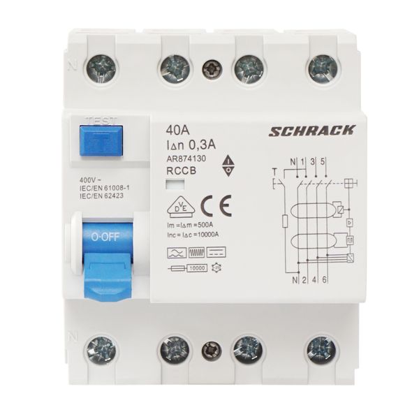 Residual Current Circuit Breaker 10kA, 40A, 4-pole, 300mA, B image 2