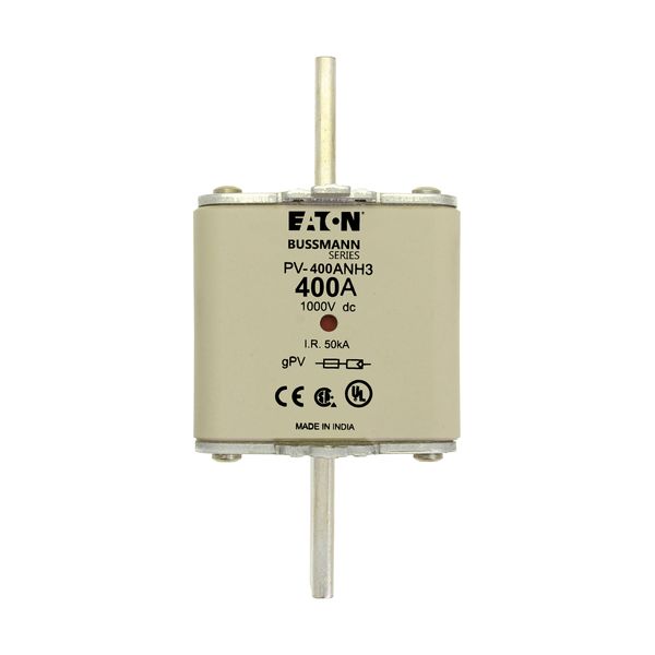 Fuse-link, high speed, 400 A, DC 1000 V, NH3, gPV, UL PV, UL, IEC, dual indicator image 32