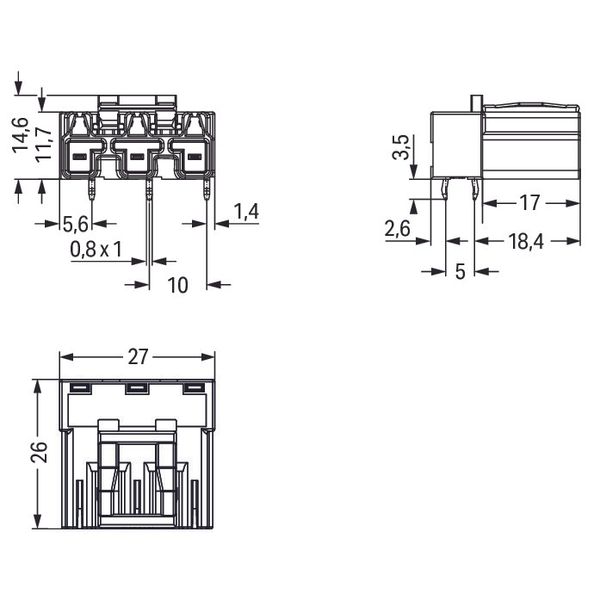 Plug for PCBs angled 3-pole pink image 2