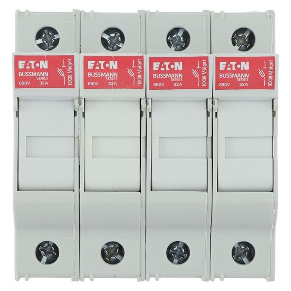 Fuse-holder, low voltage, 32 A, AC 690 V, 10 x 38 mm, 4P, UL, IEC, with indicator image 35