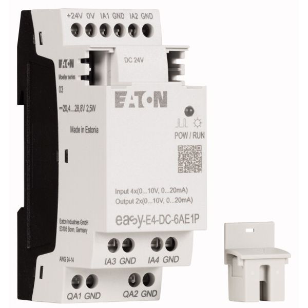 I/O expansion, For use with easyE4, 24 V DC, Inputs expansion (number) analog: 4, Outputs expansion (number) analog: 2, Push-In image 4