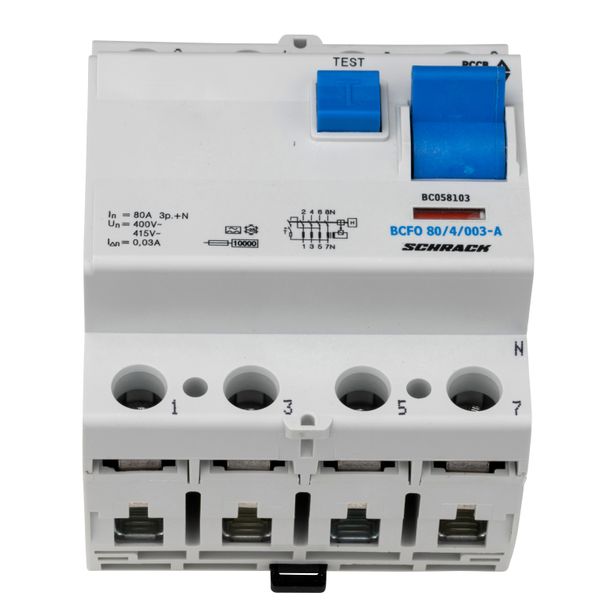 Residual current circuit breaker, 80A, 4-pole,30mA, type A image 1