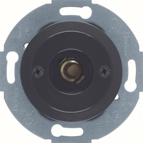 Push-button/pilot lamp E10, NO contact, centre plate, 1930/glass, blac image 1