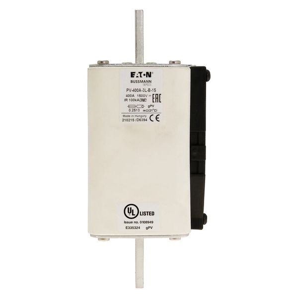 Fuse-link, high speed, 400 A, DC 1500 V, 3L, 75 x 205 mm, gPV, IEC, UL, with indicator, bolted contacts image 13