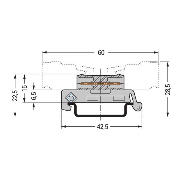 Double pin header DIN-35 rail mounting 19-pole gray image 1