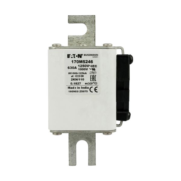 Fuse-link, high speed, 630 A, AC 1250 V, size 2, 61 x 77 x 138 mm, aR, DIN, IEC, single indicator image 7