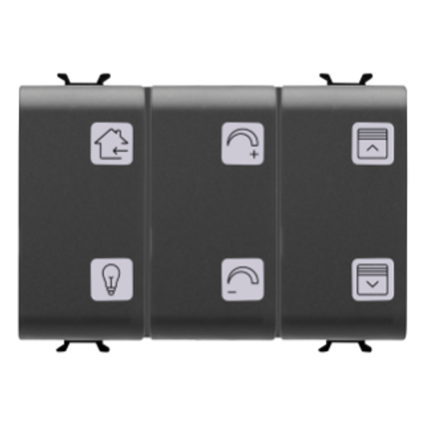 PUSH-BUTTON PANEL WITH INTERCHANGEABLE SYMBOLS - WITH SWITCH ACTUATOR - KNX - 6+1 CHANNELS - 3 MODULES - BLACK - CHORUS image 1