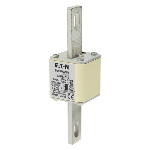 Fuse-link, high speed, 200 A, AC 690 V, compact size 1, 45 x 45 x 148 mm, aR, IEC, UL image 3