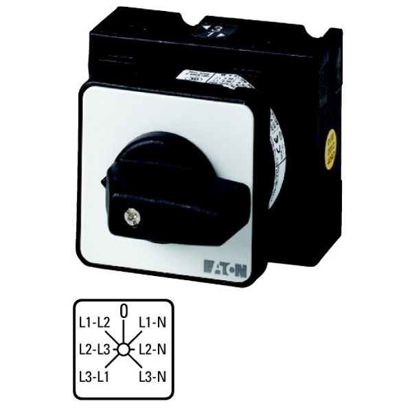Voltmeter selector switches, T3, 32 A, center mounting, 3 contact unit(s), Contacts: 6, 45 °, maintained, With 0 (Off) position, Phase/Phase-0-Phase/N image 1