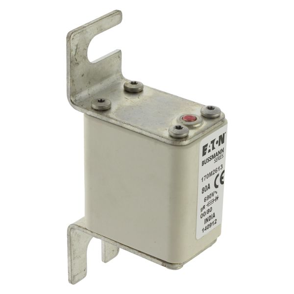 Fuse-link, high speed, 80 A, AC 690 V, DIN 00, 30 x 51 x 100 mm, gR, DIN, IEC, single indicator image 15