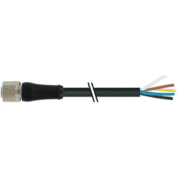 M12 Power female 0° L-cod. with cable PUR 5x2.5 bk UL/CSA+drag ch. 10m image 1