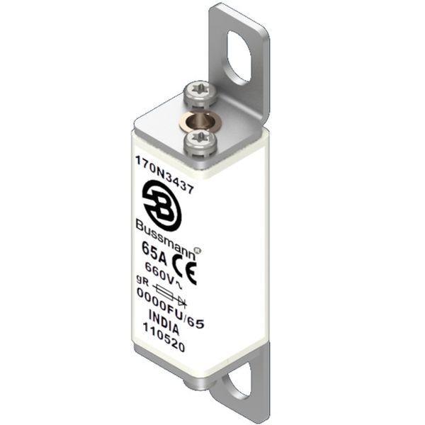 Fuse-link, high speed, 65 A, AC 660 V, size 0000, 19 x 17 x 80 mm, gR, IEC image 2