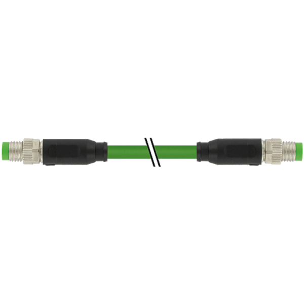 M8 male 0°/M8 male 0° A-cod. PUR 1x4xAWG26 shielded gn+drag-ch 14m image 1