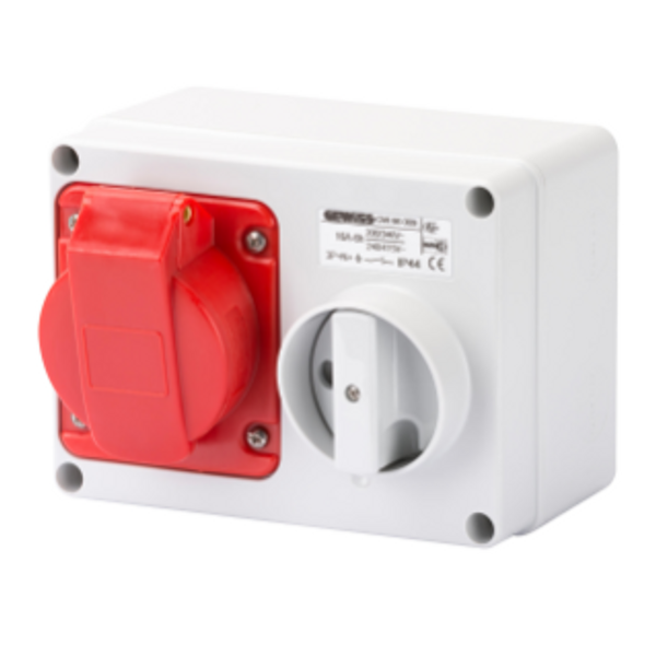 FIXED INTERLOCKED HORIZONTAL SOCKET-OUTLET - WITH BOTTOM - WITHOUT FUSE-HOLDER BASE - 3P+N+E 16A 346-415V - 50/60HZ 6H - IP44 image 1