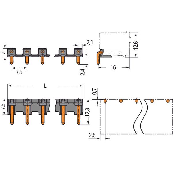 2092-3722/200-000 THR pin strip; 1.4 mm Ø solder pin; angled image 2