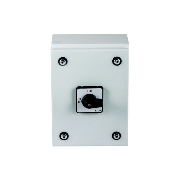 On-Off switch, P3, 100 A, 3 pole, surface mounting, with black thumb grip and front plate, in steel enclosure image 2