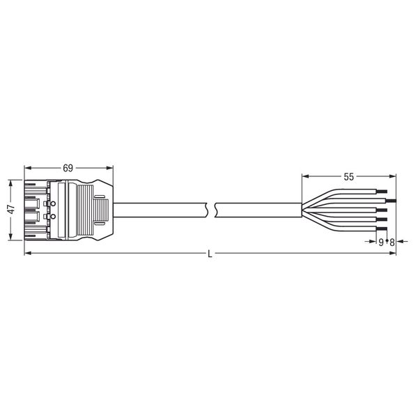 pre-assembled connecting cable;Eca;Plug/open-ended;blue image 4