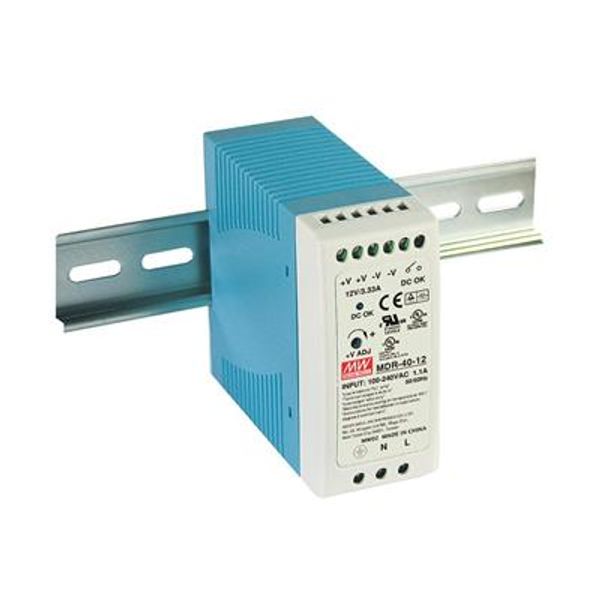 Pulse power supply unit 12V 3.33A 40W mounted on a DIN rail image 1