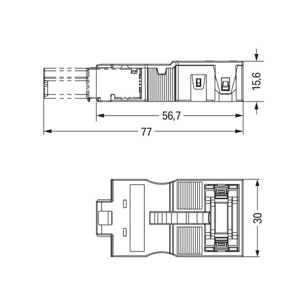 Strain relief housing 3-pole with locking clip black image 4