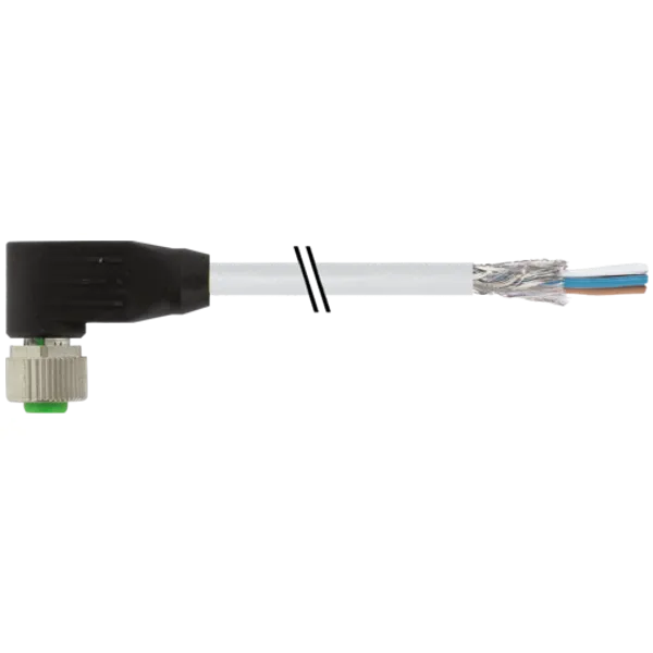 M12 female 90° A-cod. with cable shielded PUR 4x0.34 shielded gy UL/CSA 10m image 1