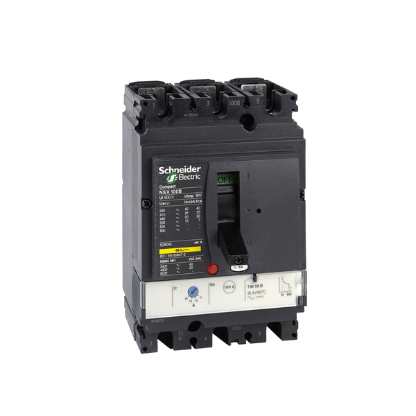 circuit breaker ComPact NSX100B, 25 kA at 415 VAC, TMD trip unit 100 A, 3 poles 3d image 4